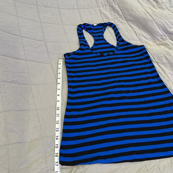 Lululemon Racerback Tank. Size Small gently worn. Royal Blue and Black stripes - Picture 3 of 9